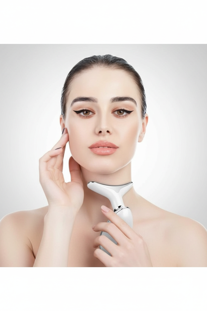 Caucasian Woman Holding Neck Massager Like Reference