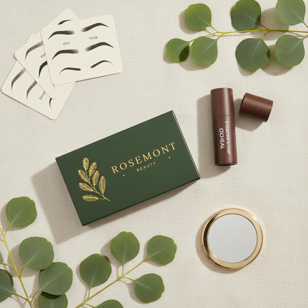 Rosemont Eyebrow Stamp – Cream Linen Flat Lay